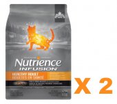 5磅 Nutrience Infusion Chicken Oat 天然凍乾鮮雞肉燕麥成貓糧x2包特價 (平均每包 $215), 加拿大製造 - 需要訂貨