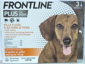 3支裝 Frontline Plus Spot On 狗用殺蚤除牛蜱滴頸藥水, 體重22磅狗或以下適用, 法國製造 (到期日: 7-2025)