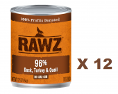 354克 RAWZ 無穀物鴨肉+火雞+鵪鶉肉醬狗罐頭 X 12罐 (平均每罐$33), 美國製造 - 需要訂貨