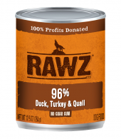 354克 RAWZ Duck, Turkey & Quail 無穀物鴨肉+火雞+鵪鶉肉醬狗罐頭, 美國製造