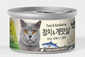 80克MeoWow 無穀物吞拿魚+蟹肉湯汁貓罐頭, 韓國製造
