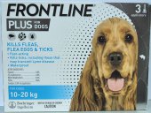 3支裝 Frontline Plus Spot On 狗用殺蚤除牛蜱滴頸藥, 體重22-44磅狗適用, 法國製造 (到期日: 10-2025)