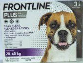 3支裝 Frontline Plus Spot On 狗用殺蚤除牛蜱滴頸藥水, 體重45-88磅狗適用, 法國製造 (到期日: 7-2026)