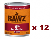 354克RAWZ 無穀物牛肉及牛肝肉醬狗罐頭 X 12罐特價
