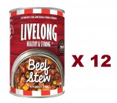 340克 LiveLong Beef Stew 無穀物燉煮牛肉主食狗罐頭x12罐特價 (平均每罐$33) 美國製造