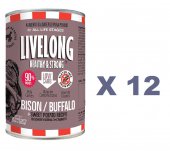 362克 LiveLong Bison/Buffalo 無穀物牛肉甜薯主食狗罐頭x12罐特價 (平均每罐$31) 美國製造