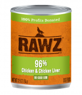 354克 RAWZ 無穀物雞肉及雞肝肉醬狗罐頭, 美國製造