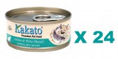70克Kakato (貓主食) 三文魚翡翠貽貝(青口)主食貓罐頭 X 24罐特價, 泰國製造 (平均每罐 $15.5)