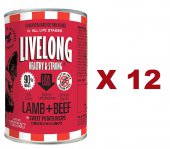 362克 LiveLong Lamb & Beef 無穀物羊肉牛肉甜薯主食狗罐頭x12罐特價 (平均每罐$31) 美國製造