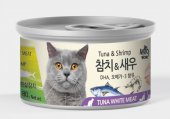 80克MeoWow 無穀物吞拿魚+鮮蝦湯汁貓罐頭, 韓國製造