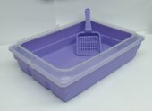 透明圍邊貓沙盆附送貓沙鏟 (細) 紫色, 台灣製造