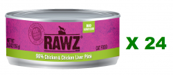 155克 RAWZ 無穀物雞肉及雞肝肉醬貓罐頭 , 美國製造 X 24罐特價 (平均每罐 $24.5)