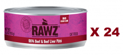 155克 RAWZ 無穀物牛肉及牛肝肉醬貓罐頭x24罐特價 (平均每罐 $24.5) 美國製造  - 需要訂貨