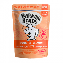 300克 Barking Heads Grain Free Salmon & Sardine Pouch 卡通狗無穀物三文魚沙丁魚主食濕糧, 英國/歐盟製造 (到期日: 6-2025)