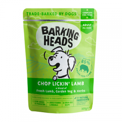 300克 Barking Heads Grain Free Lamb Pouch 卡通狗無穀物羊肉主食濕糧x10包, 英國/歐盟製造  (到期日: 9-2025)