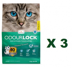 12公斤 Odourlock Multi-Cat Formula, Fragrance 強力除臭輕舒淡香凝結貓砂x3包特價 (平均每包 $180), 加拿大製造