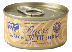 70克 Fish4Cats sardine with shrimp 沙甸魚鮮蝦貓罐頭x10罐, 泰國製造