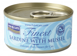 70克 Fish4Cats sardine with mussel 沙甸魚青口貓罐頭x10罐, 泰國製造