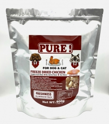 800克 Pure Freeze Dried Chicken Chunk  冷凍乾純雞肉塊 (內有獨立包裝 100克x8包) 貓狗適用, 中國製造   (到期日: 7-2025)