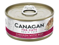 75克Canagan 無穀物雞肉+牛肉主食貓罐頭, 泰國製造
