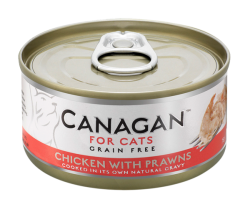 75克Canagan 無穀物雞肉+蝦肉主食貓罐頭, 泰國製造