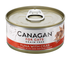 75克Canagan 無穀物吞拿魚+蟹肉主食貓罐頭, 泰國製造