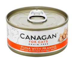 75克Canagan 無穀物吞拿魚+蝦肉主食貓罐頭, 泰國製造