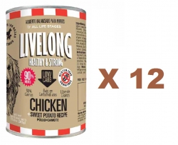 362克 LiveLong Chicken 無穀物雞肉甜薯主食狗罐頭x12罐特價(平均每罐$31) 美國製造
