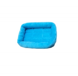 四方淨色絨毛床墊, 細 - 藍色