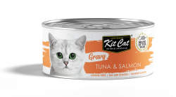 70克 Kit Cat 無穀物吞拿魚+三文魚肉汁湯主食貓罐頭, 泰國製造