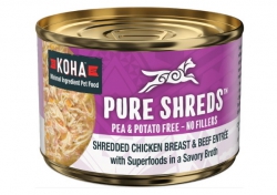 156克 KOHA Shredded Chicken Breast & Beef Entree 無穀物雞胸肉絲+牛肉絲主食狗罐頭, 泰國製造  (到期日: 6-2025)