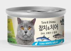 80克 MeoWow 無穀物吞拿魚+小銀魚湯汁貓罐頭, 韓國製造