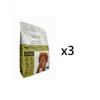 2磅 Herz 赫緻無穀物低溫烘焙紐西蘭牛肉狗糧x3包特價(平均每包 $285) 台灣製造, (到期日: 8-2026) 