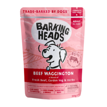 300克 Barking Heads Grain Free Beef Pouch 卡通狗無穀物牛肉主食濕糧, 英國/歐盟製造