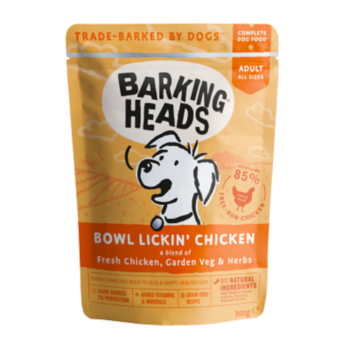 300克 Barking Heads Grain Free Chicken Pouch 卡通狗無穀物雞肉主食濕糧, 英國/歐盟製造
