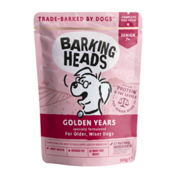 300克 Barking Heads Grain Free Chicken, Salmon Senior Pouch 無穀物雞肉三文魚老犬主食濕糧, 英國/歐盟製造