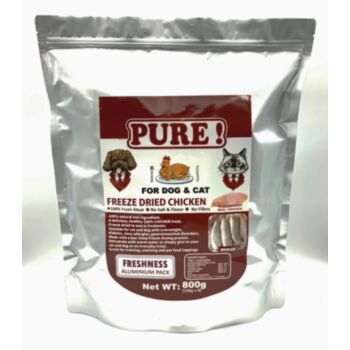 800克 Pure Freeze Dried Chicken Fillet 冷凍乾純雞胸肉 (內有獨立包裝 100克x8包) 適合貓狗食用, 中國製造  (到期日: 7-2026)