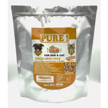 800克 Pure Freeze Dried Duck 冷凍乾純鴨肉粒  (內有獨立包裝 100克x8包) 貓狗適用, 中國製造
