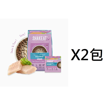 1.2公斤Shakeat 凍乾鱈魚+雞肉三文魚無穀物貓糧x2(平均為$140包)