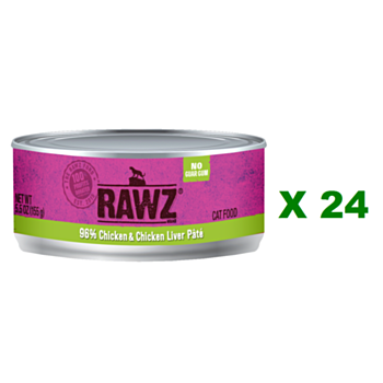 155克 RAWZ Chicken & Chicken Liver Pate 無穀物雞肉及雞肝肉醬貓罐頭x24罐特價 (平均每罐 $24.5),  美國製造  