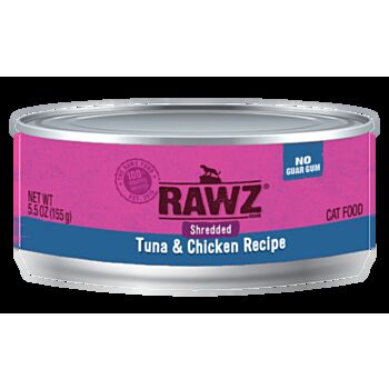 155克 RAWZ Shredded Tuna & Chicken Recipe 無穀物吞拿魚及雞肉肉絲貓罐頭, 泰國製造