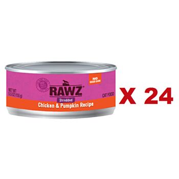 155克 RAWZ 無穀物雞南瓜肉絲貓罐頭 , 泰國製造x24罐特價 (平均每罐 $24.5)