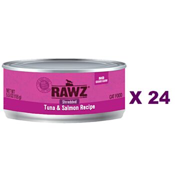 155克 RAWZ Shredded Tuna & Salmon Recipe 無穀物吞拿魚三文魚肉絲貓罐頭x24罐特價 (平均每罐 $24.5) 泰國製造 