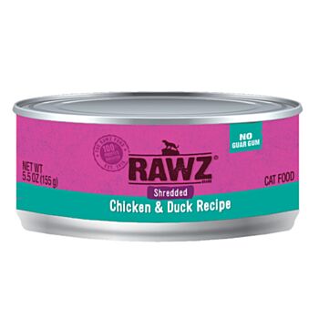 155克 RAWZ Shredded Chicken & Duck Recipe 無穀物雞肉及鴨肉肉絲貓罐頭,  泰國製造  