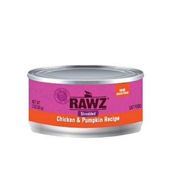 85克 RAWZ Shredded Chicken & Pumpkin Recipe 無穀物雞南瓜肉絲貓罐頭, 泰國製造 