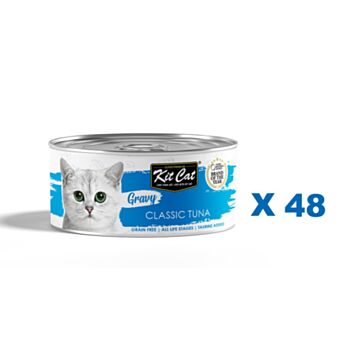 70克 Kit Cat 無穀物鮮嫩吞拿魚汁湯主食貓罐頭x48罐特價 (平均每罐 $8), 泰國製造