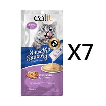 4支裝Catit 雞肉及柴魚乾肉醬貓小食 ,(15克X4支)7包