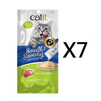 4支裝Catit 吞拿魚及帶子肉醬貓小食,(15克X4支) 7包