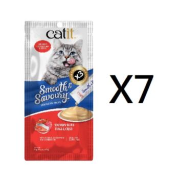 4支裝Catit 三文吞拿魚及蟹肉醬貓小食 ,(15克X4支) 7包