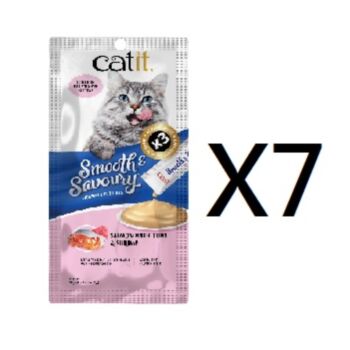 4支裝Catit 三文吞拿魚及蝦肉醬貓小食,(15克X4支) 7包